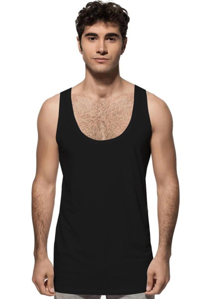 Erkek Pamuklu Modal Esnek Atlet Siyah | K10852