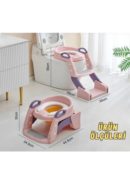 Merdivenli Tuvalet Adaptörü | Bebek Tuvalet Aparatı | Bebek Tuvalet Merdiveni Yeşil Renk