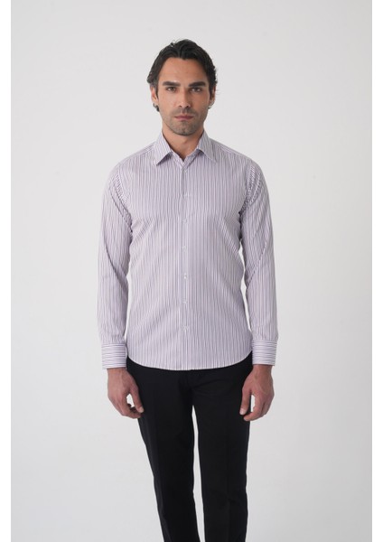 Regular Fit Uzun Kol Pamuk Erkek Bordo Gömlek GMCZG250031_D25