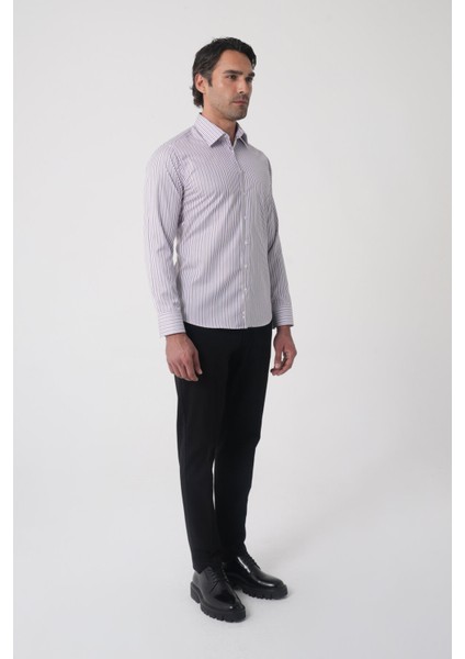 Regular Fit Uzun Kol Pamuk Erkek Bordo Gömlek GMCZG250031_D25 modelleri