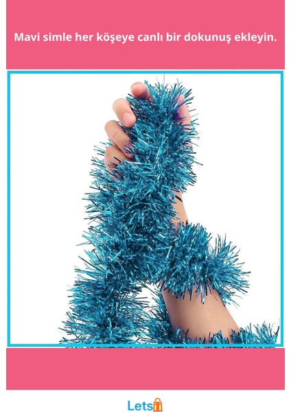 Simli Parti Süsü 2 Metre Mavi Işıltılı Dekorasyon fiyatları