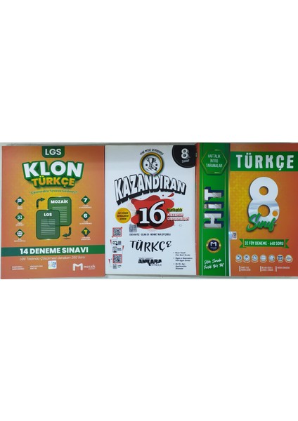 Mozaik Yayınları 8. Sınıf Türkçe Hit 32 Deneme+Klon Türkçe Deneme+ Ankara 16 Haftalık Kazanım Deneme