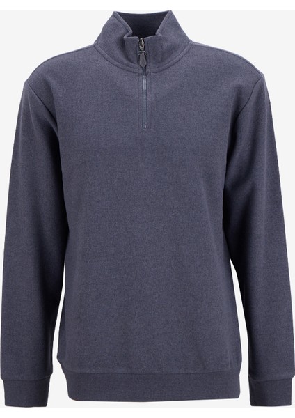 Bato Yaka Düz Örgü Desenli Gri Erkek Sweatshırt MML5WM-SWT9517