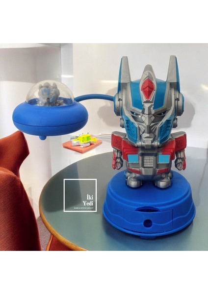 Transformers 77-1 Mavi Masa Lambası Şarjlı Gece Lambası Çocuk Genç Odası Figür Objeler Kalemtıraşlı