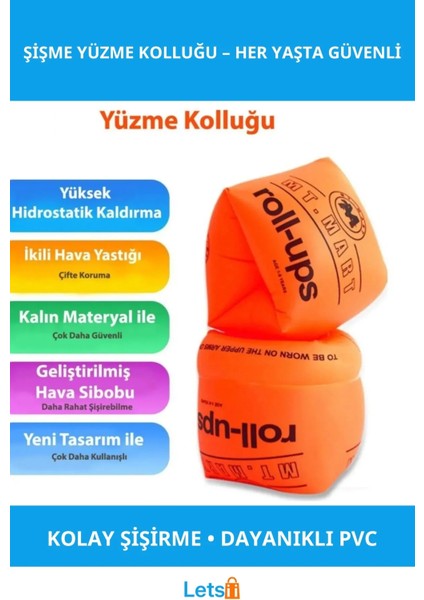 Şişme Yüzme Kolluğu Her Yaşa Uygun Güvenli Pvc 2 Adet