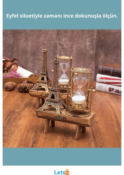 Eskitme Nostaljik Eyfel Kulesi Tasarımlı Kum Saati 20 cm fiyatları
