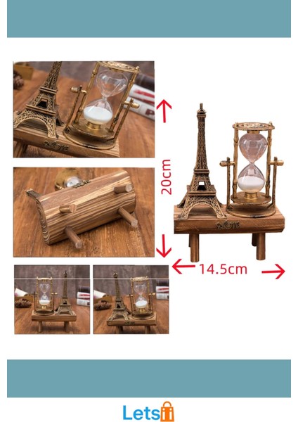 Eskitme Nostaljik Eyfel Kulesi Tasarımlı Kum Saati 20 cm modelleri