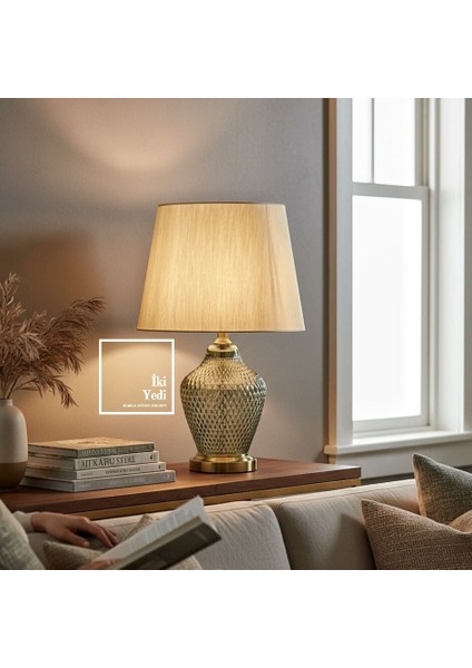 Zaragoza Büyük Cam Abajur Lüks Masa Lambası 63 cm Aydınlatma Dekorasyon Ürünleri Ev Ofis Hediyesi fiyatları