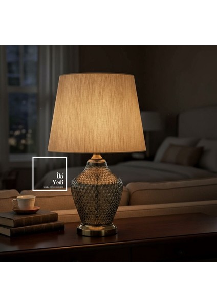 Zaragoza Büyük Cam Abajur Lüks Masa Lambası 63 cm Aydınlatma Dekorasyon Ürünleri Ev Ofis Hediyesi modelleri