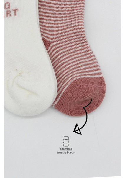 Big Heart Penye Soket Çorap 2'li Pudra modelleri