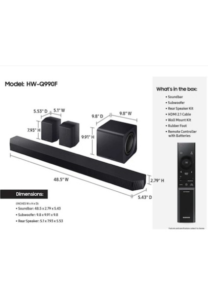 HW-Q990F 11.1.4 Kanal Soundbar Subwoofer & Arka Hoparlör Q-Serisi (2025 Model) fırsatları