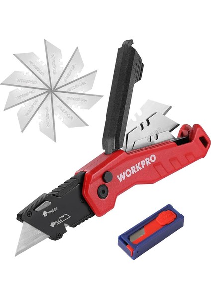 WP211026 Katlanır Çok Amaçlı Profesyonel Rötuş Maket Bıçağı + 14 Adet Yedek Bıçak