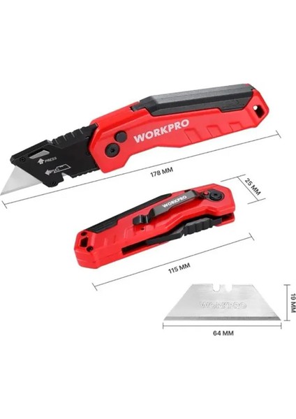 WP211026 Katlanır Çok Amaçlı Profesyonel Rötuş Maket Bıçağı + 14 Adet Yedek Bıçak fiyatları