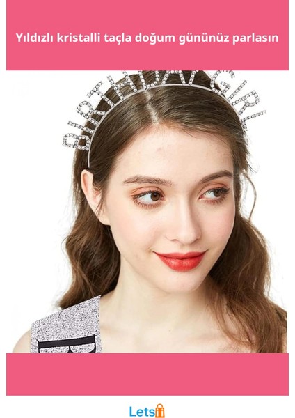 Gümüş Kristal Taşlı Doğum Günü Kız Tacı fiyatları