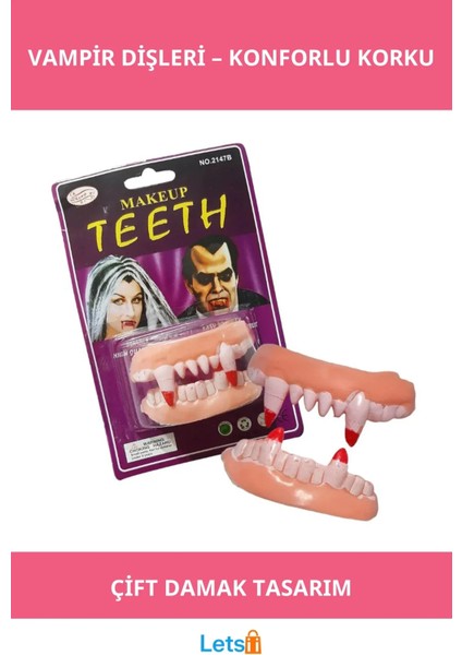Çift Damak Yumuşak Vampir Dişleri Korku Temalı Aksesuar