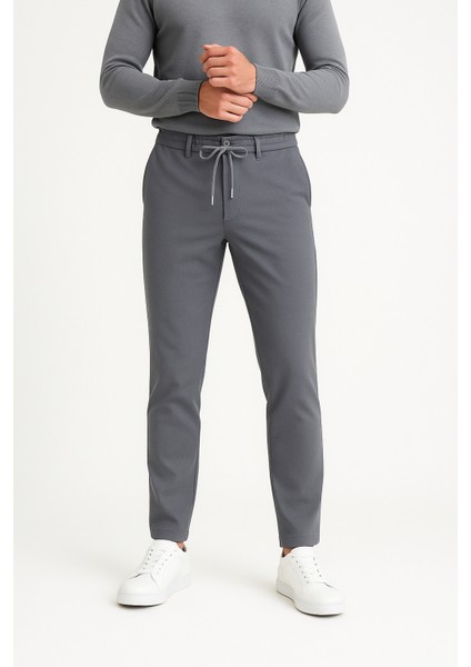 Ipli Keten Görünümlü Pantolon Likralı Slim