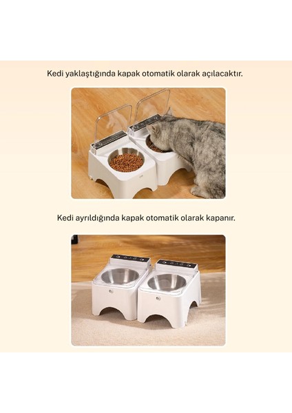 Akıllı Otomatik Kedi Mama Kabı Algılama Teknolojili Taze Tutan ve Şık Tasarım Sensörlü Mama Kabı fırsatları