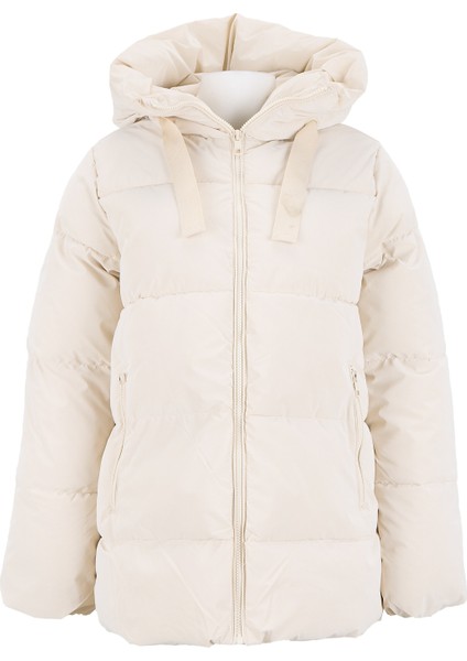 Krem Kadın Mont Onlece Puffer Coat Cs Otw
