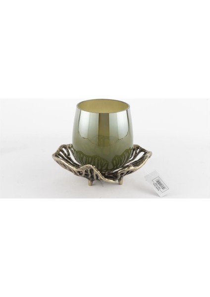 Yeşil Cam Nergis Figürlü MUMLUK17X23CM