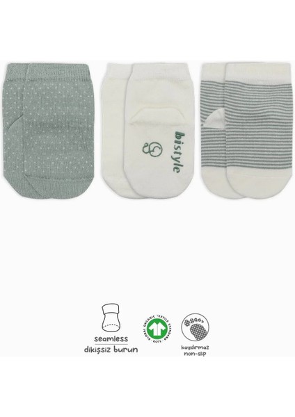Puanlı Kaymaz Penye Soket Çorap 3'lü BS10108 Nil