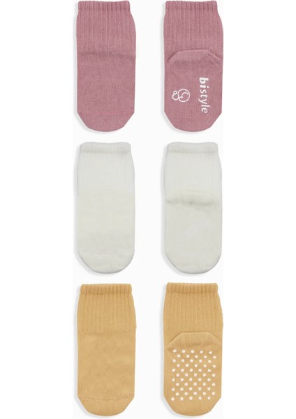 Kaymaz Penye Soket Çorap 3'lü Pudra Ekru Somon fiyatları