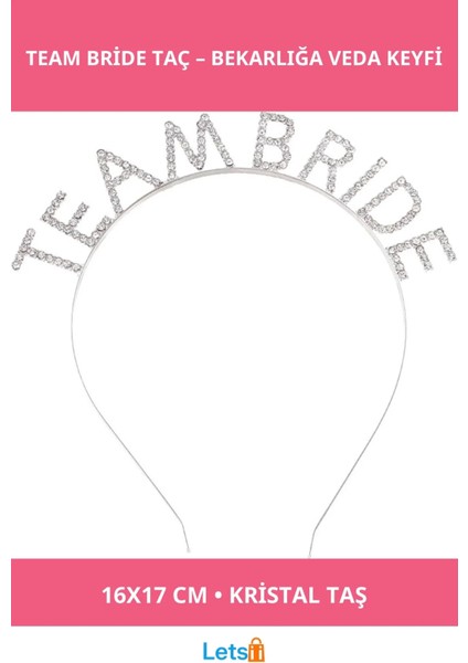 Gümüş Kaplama Kristal Taşlı Team Bride Taç