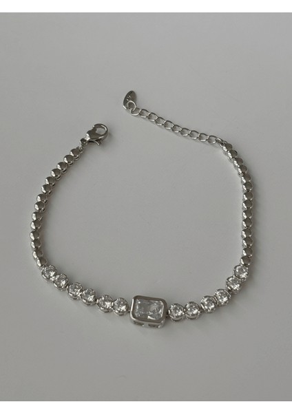 Dikdörtgen ve Daire Swarovski Taşlı Silver Bileklik fiyatları