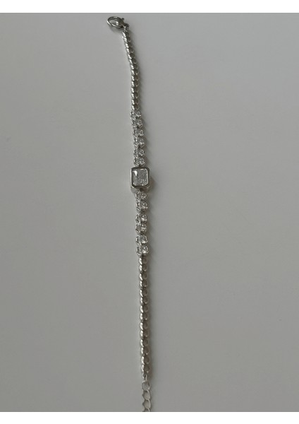 Dikdörtgen ve Daire Swarovski Taşlı Silver Bileklik indirimleri