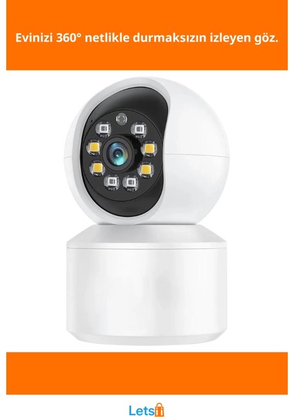 Uygulama Destekli Wi Fi Ev Güvenlik Kamerası Hd Gece Görüşlü 360 Derece Panoramik fiyatları
