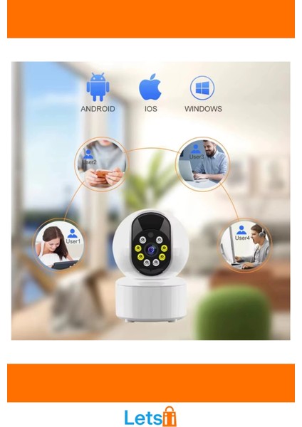 Uygulama Destekli Wi Fi Ev Güvenlik Kamerası Hd Gece Görüşlü 360 Derece Panoramik fırsatları