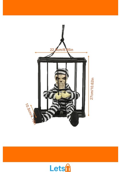 Hareketli Sesli Mahkum Görünümlü Kuru Kafa Iskelet Dekorasyon 22X27 cm indirimleri