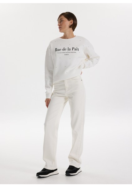 Yüksek Bel Normal Paça Regular Straight Beyaz Kadın Denim Pantolon F5WL-PNT0192 fiyatları