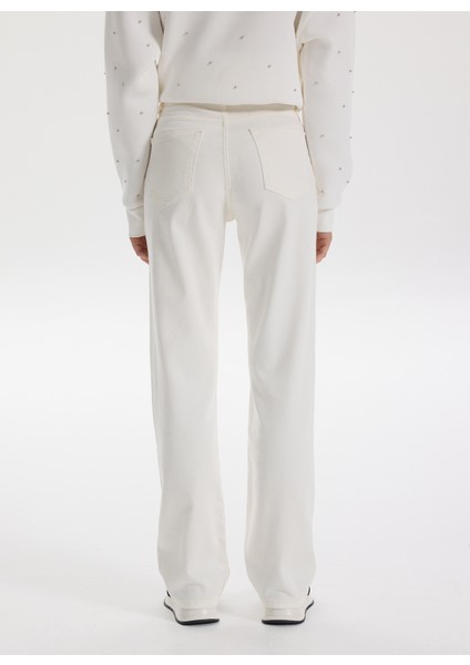 Yüksek Bel Normal Paça Regular Straight Beyaz Kadın Denim Pantolon F5WL-PNT0192