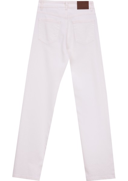 Yüksek Bel Normal Paça Regular Straight Beyaz Kadın Denim Pantolon F5WL-PNT0192