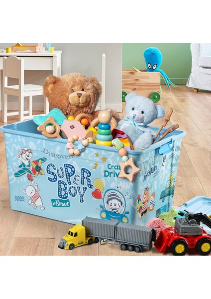 Oyuncak Saklama Kutusu Çok Amaçlı Saklama Kutusu 60 Lt Mavi