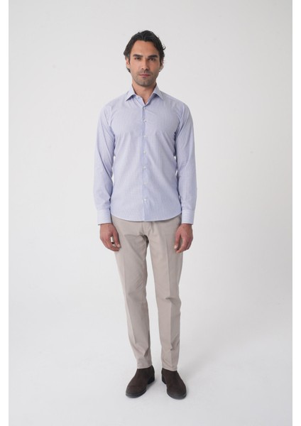 Regular Fit Uzun Kol Pamuk Mavi Erkek Gömlek GMCZG250030_D35 fiyatları