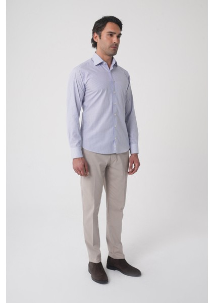 Regular Fit Uzun Kol Pamuk Mavi Erkek Gömlek GMCZG250030_D35 modelleri