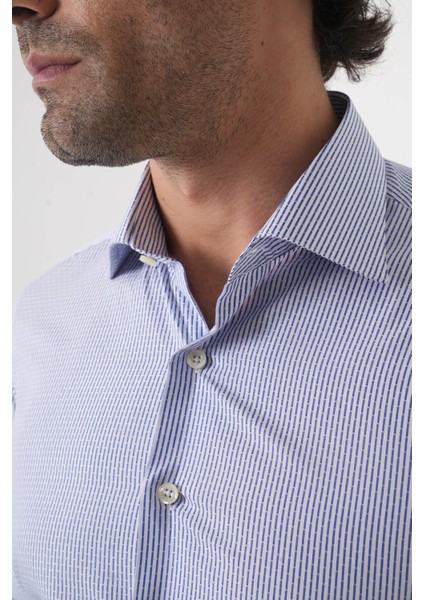 Regular Fit Uzun Kol Pamuk Mavi Erkek Gömlek GMCZG250030_D35 indirimleri