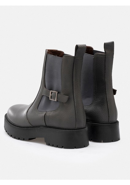 Gri Hakiki Deri Lastikli Chelsea Kadın Bot fırsatları