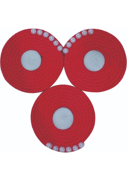 3 Adet Kırmızı El Yapımı Halat Parti Işıklandırma 11x11