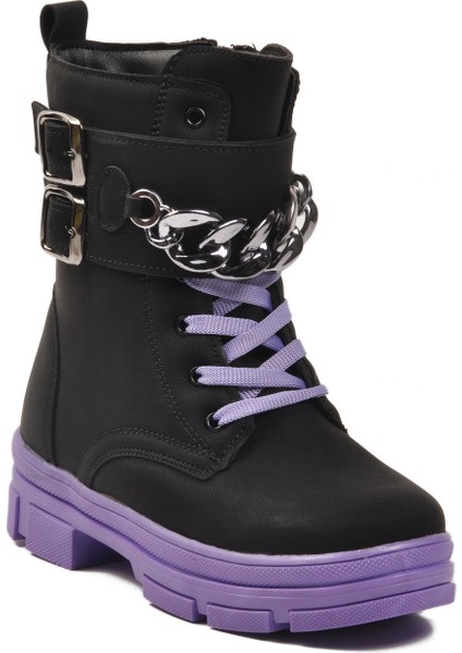 Siyah Lila Içi Polarlı Kaymaz Taban Kız Çocuk Bot G-1001 F Zncr modelleri