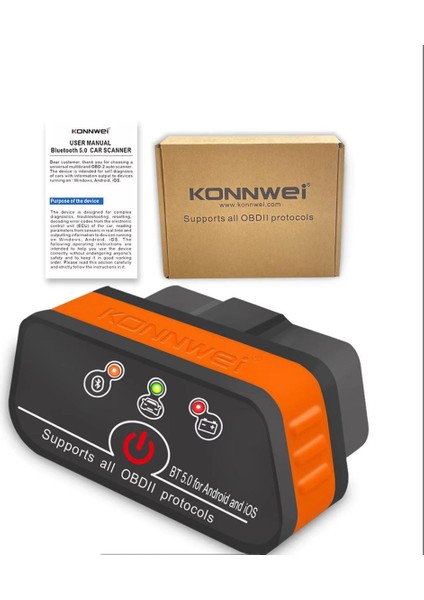 Obd2 Obdıı Bluetooth 5.0 Araç Tarayıcı ELM327 V1.5 Süper Mini Adaptörü Android Ios Tork KW901,HATA Tespit Cihazı