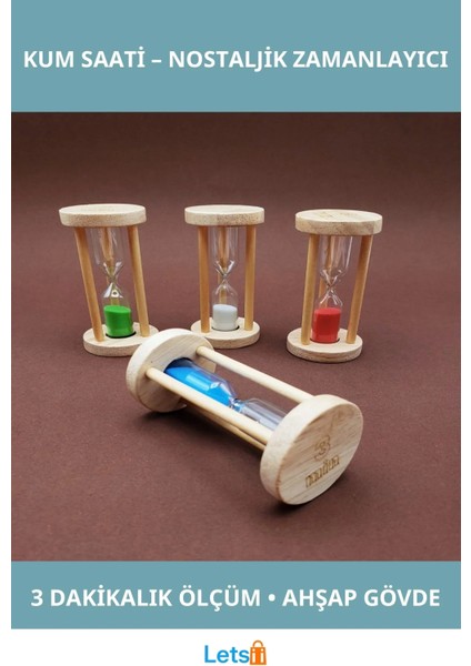 Ahşap Kum Saati 3 Dakikalık Nostaljik Dekoratif Aksesuar