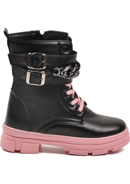 Siyah Pembe Içi Polarlı Kaymaz Taban Kız Çocuk Bot G-1001 F Zncr
