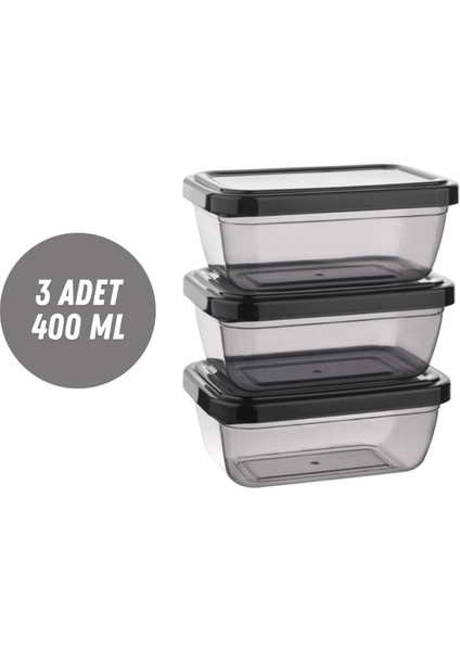 Saklama Kutusu 3 Adet 400 ml Saklama Kabı Düzenleyici Depolama