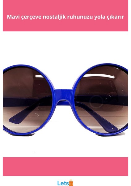 Yuvarlak Retro Mavi Parti Gözlüğü 80'li 90'lı Yıllar Için fiyatları