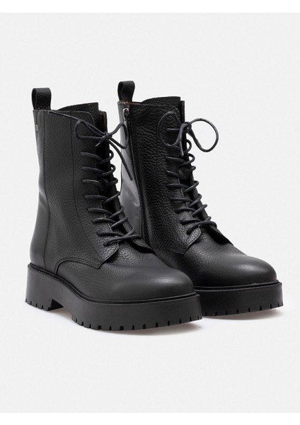 Siyah Fermuarlı Bağcıklı Hakiki Deri Kadın Bot fırsatları