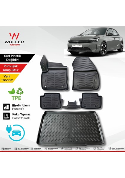 Opel Corsa E Paspas Bagaj Havuzu Set Elektrikli 2021 Sonrası Uyumlu 3D Ultraflex Set