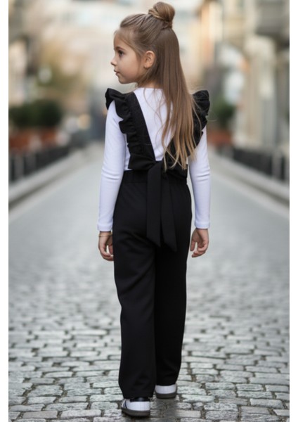 Kız Çocuk Berlin Siyah Pamuklu Fırfırlı Bağlama Detaylı Tulum fiyatları
