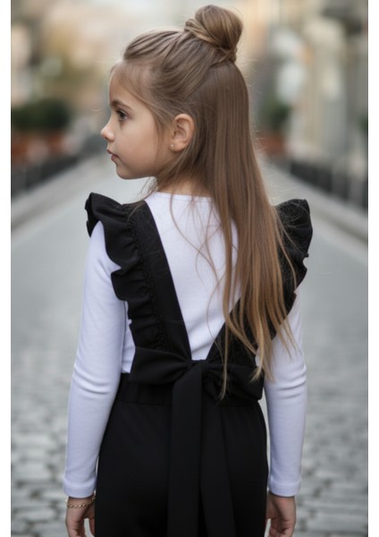 Kız Çocuk Berlin Siyah Pamuklu Fırfırlı Bağlama Detaylı Tulum fırsatları